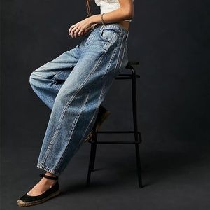Faretumiya Wide Leg Baggy Jeans Denim Pants Y2K Barrel Medium Free People Dupe